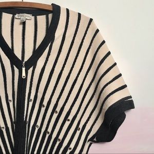 St. John Sport Stripped Zip Up Knit Sweater Sz 2